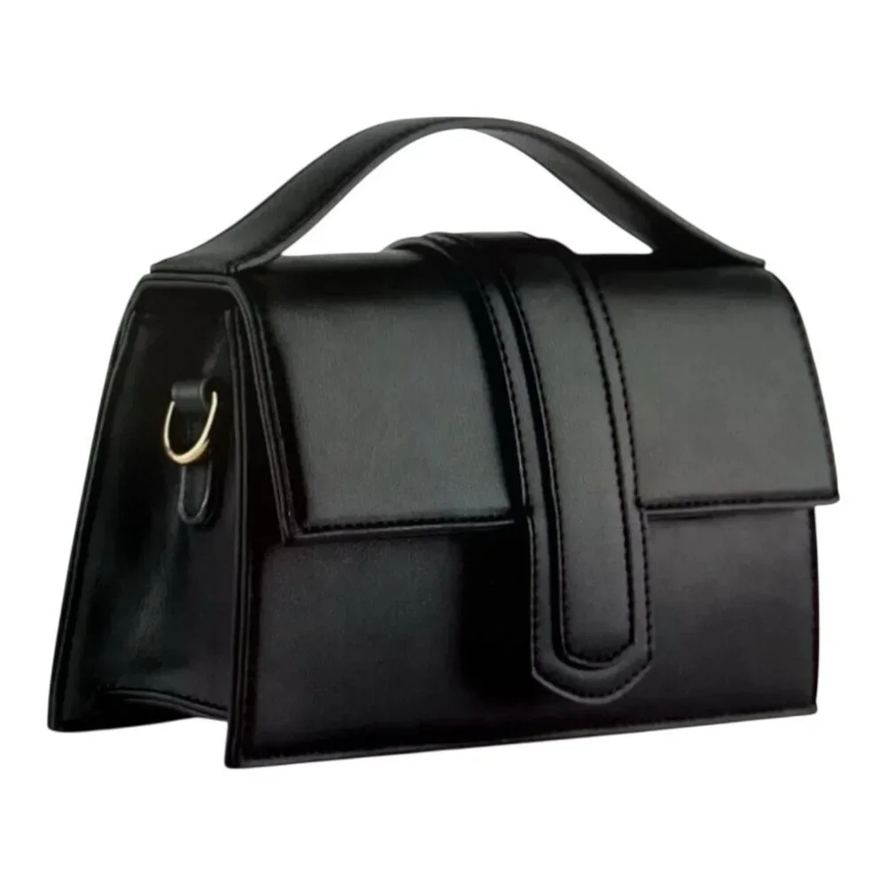 Kayla + Ava Miranda Crossbody Bag Black Faux Leather Vegan Removable Strap - Picture 2 of 6